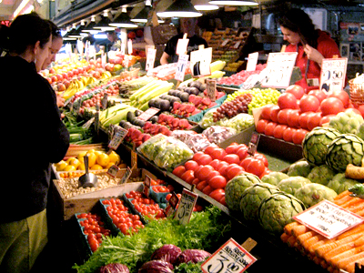 Buying produce at a farmer's market